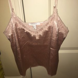 Pink lace and satin shirt